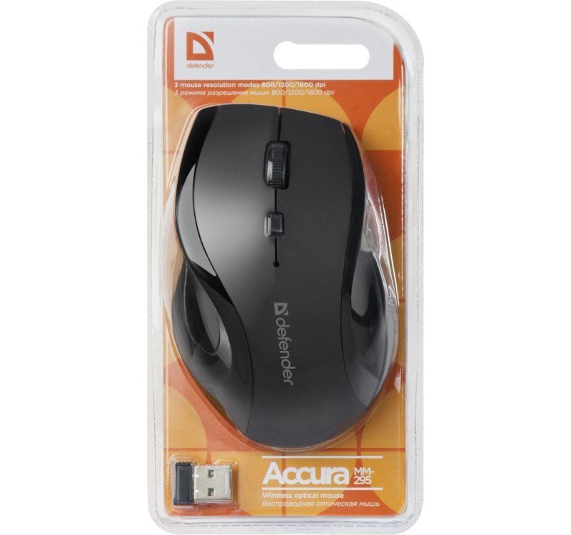 FORSVARSMUS ACCURA MM-295 RF SORT OPTISK 1600DPI 6P #4