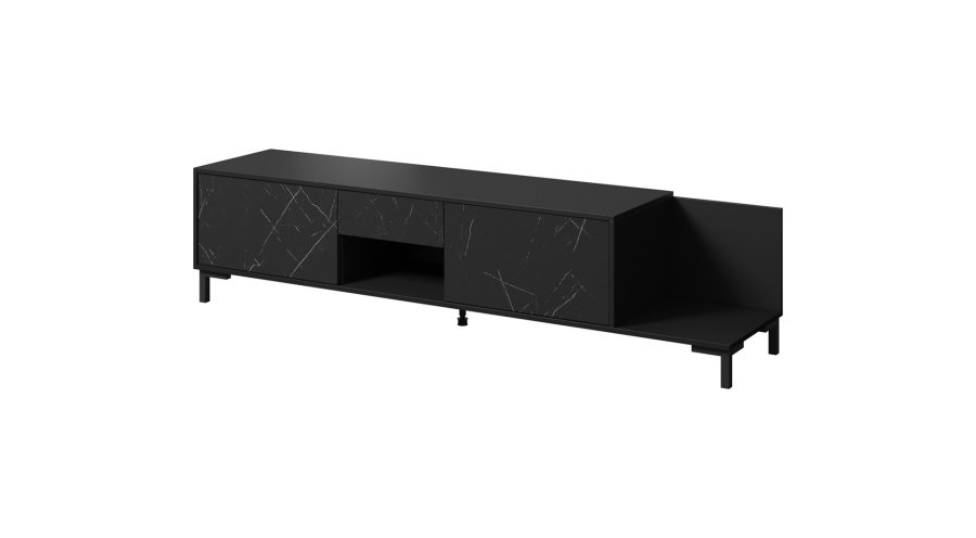 RTV-skab MARMO 2D1S1K 195x40x47,5 cm sort mat/marmor sort #1