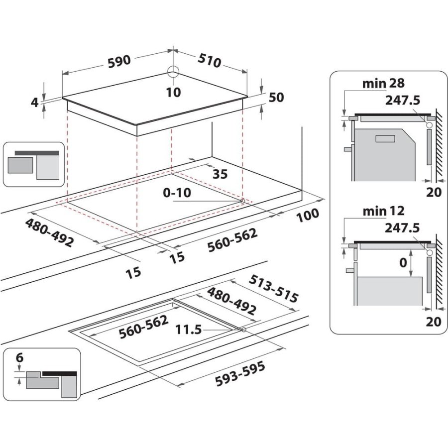 Whirlpool WF S7560NE BM Sort Indbygget 60 cm Zone induktionskogeplade 4 zone(s) #7