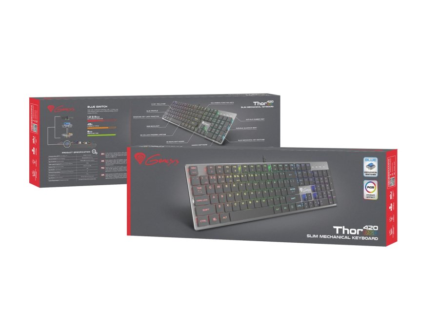 GENESIS Thor 420 RGB tastatur Spil USB QWERTY US International Slv #8