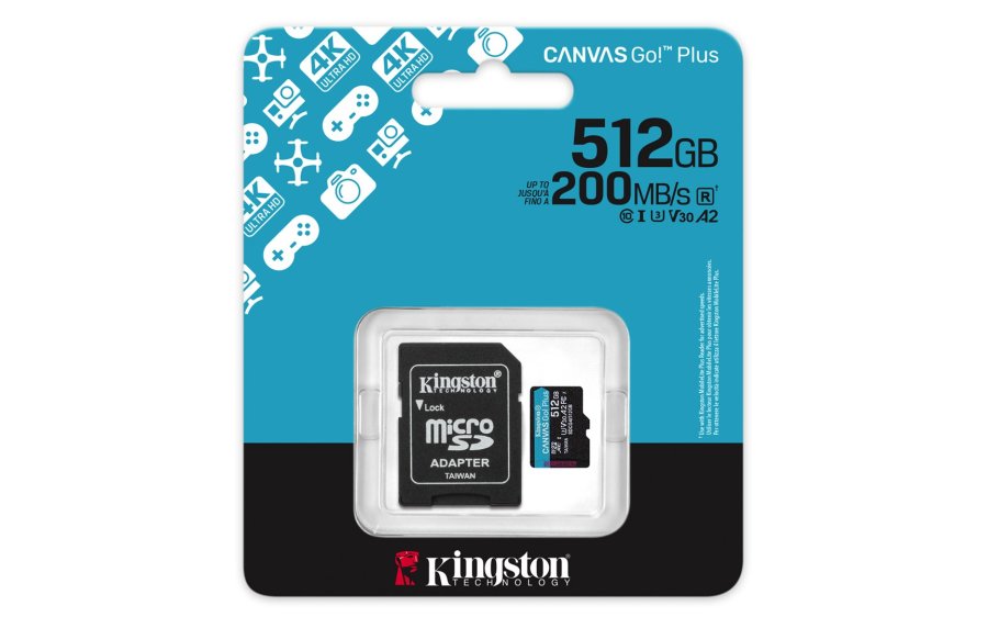 Kingston Technology 512 GB microSDXC Canvas Go! Plus Gen4 200 MB/s A2 U3 V30-kort + adapter #13