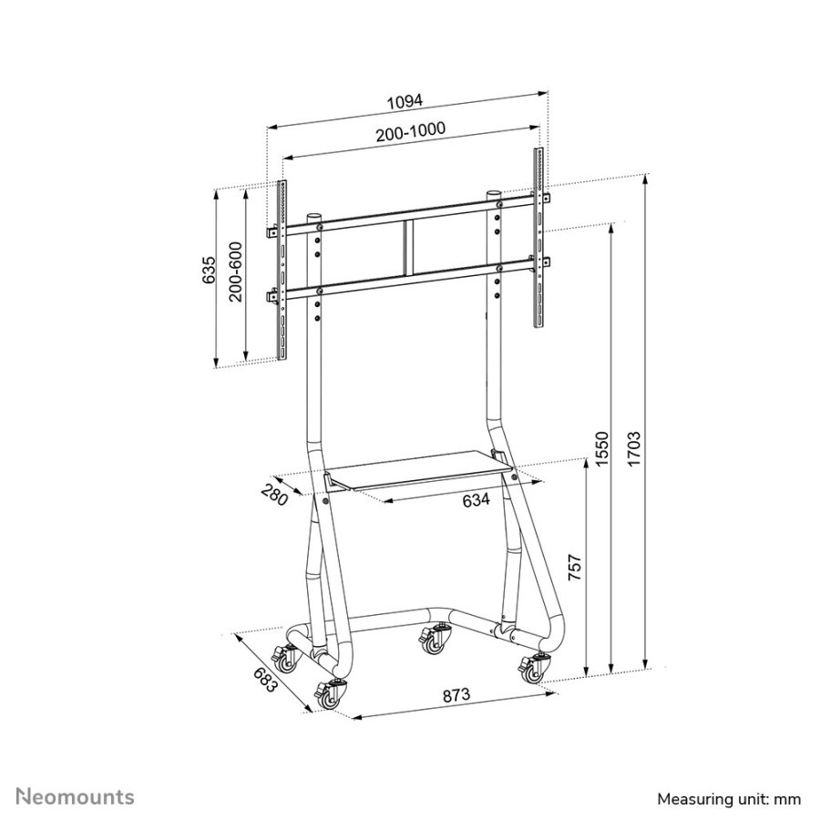 Neomounts NS-M3800BLACK skrmbeslag og -stativer 2,54 m (100