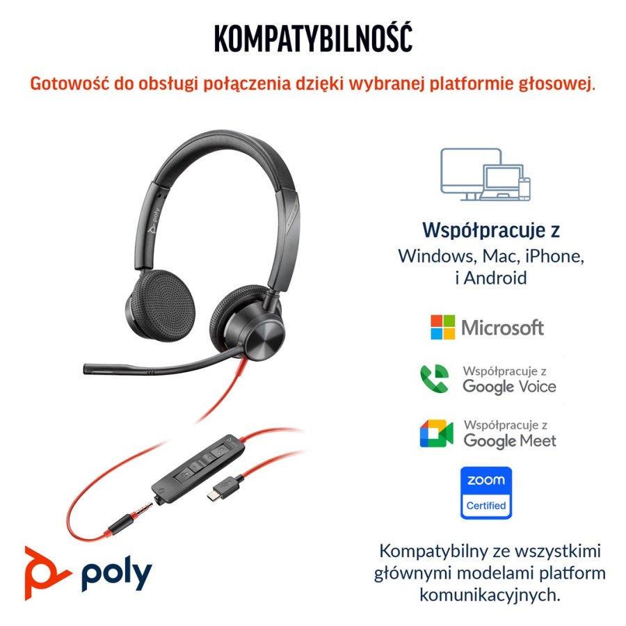HP Poly Blackwire 3325 Stereo Microsoft Teams Certified USB-C Headset +3.5mm Plug +USB-C/A Adapter #4