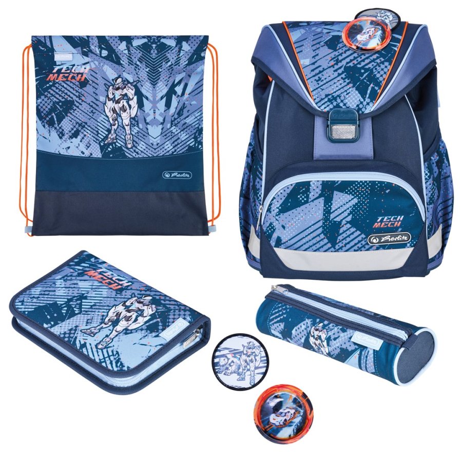 Herlitz UltraLight Plus TechMech skoletaskes�t Dreng Polyester Bl�, Orange #1
