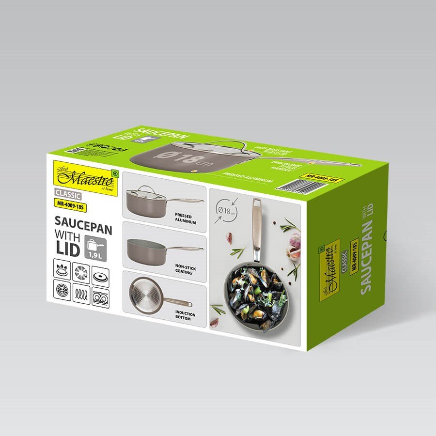 Kasserolle med lg MAESTRO MR-4009 (MR-4009-18S) 18 cm 1,9 l Gr #19