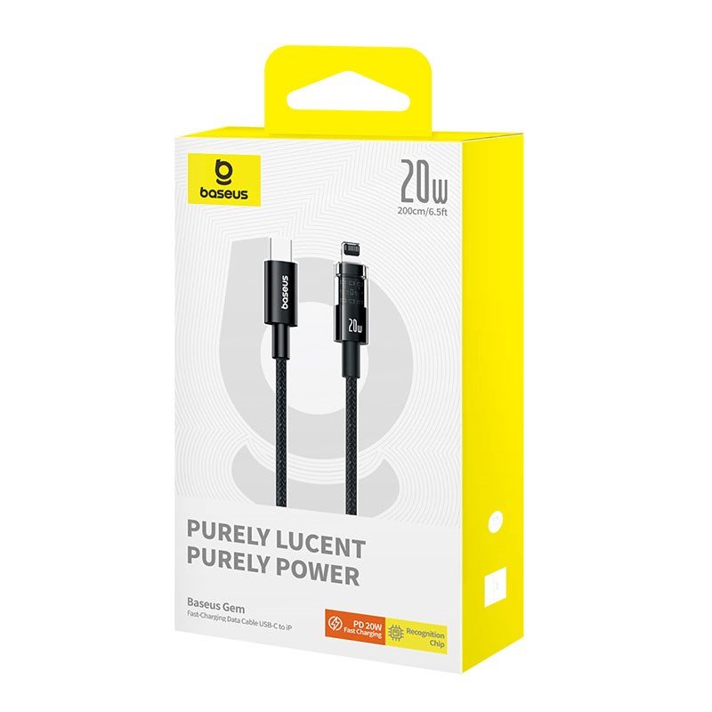 Baseus Gem USB-C til iP hurtigopladningskabel 2 m 20 W Sort #5