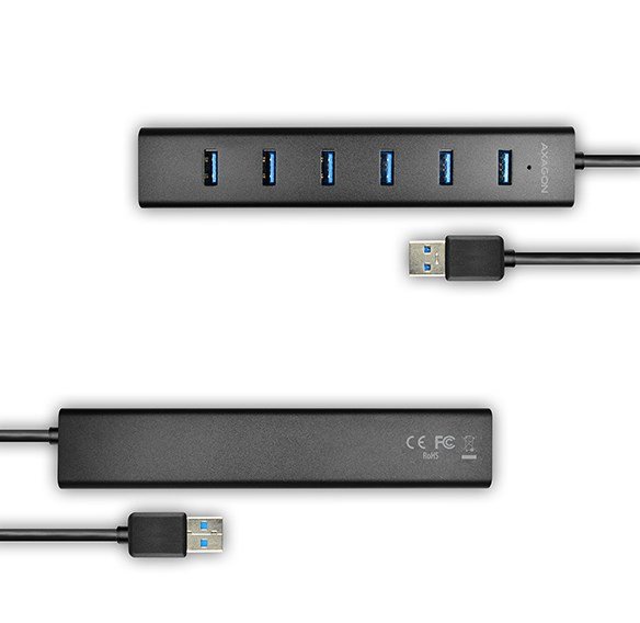Axagon HUE-SA7BP interface hub USB 3.2 Gen 1 (3.1 Gen 1) Type-A 5000 Mbit/s Sort #11