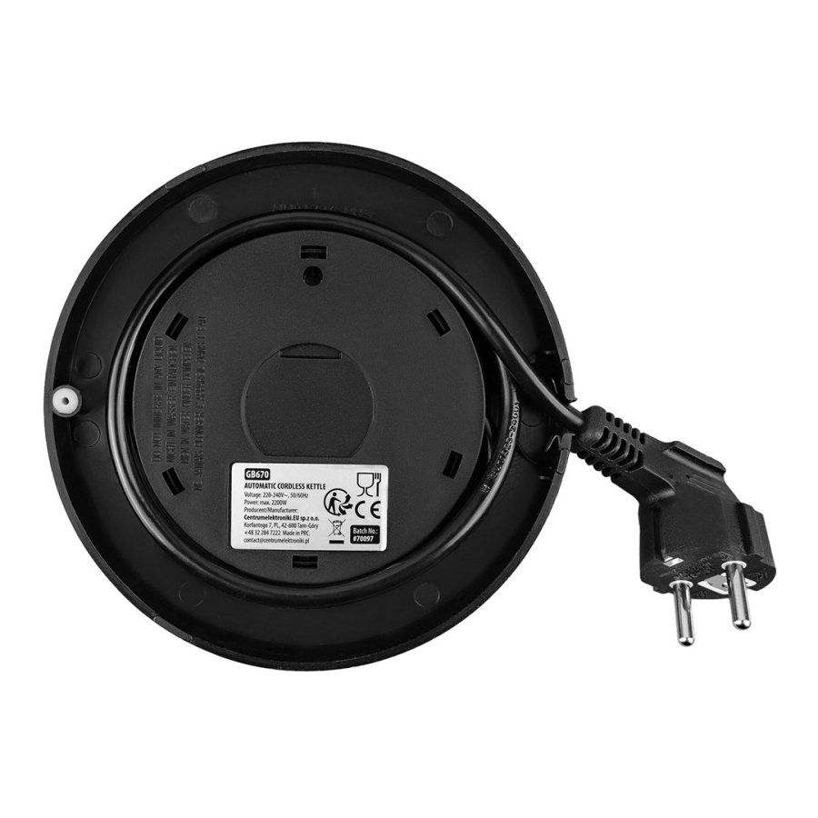 GreenBlue tr�dl�s elkedel, 1,7 l, vandbeholder i glas, letl�seligt display, temperaturvalg, 2200 W, GB670 B #7