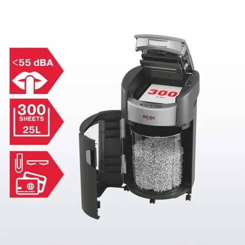 Rexel ShredMax AutoFeed+ 300M papirmakulator, P5, 300 ark, 25 l affaldsbeholder #4