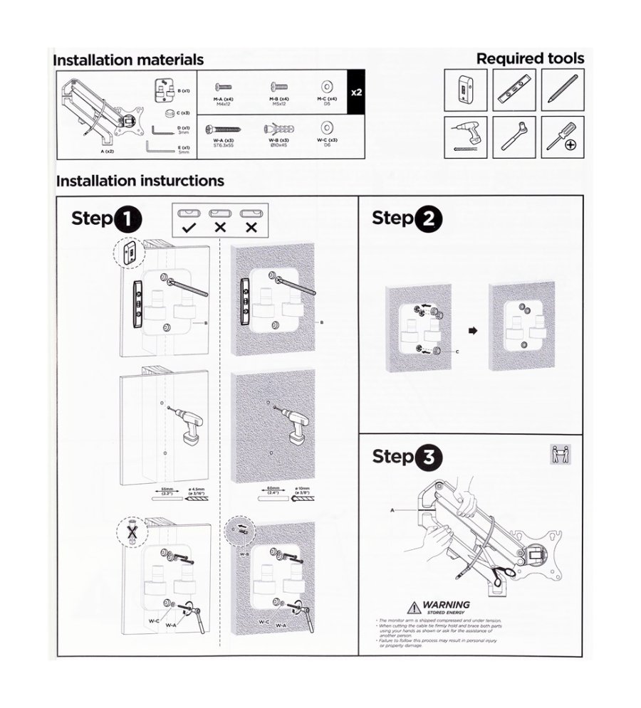 Gembird MA-WA2-01 skrmbeslag og -stativer 68,6 cm (27