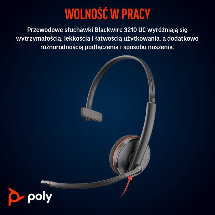 HP Poly Blackwire 3210 Monaural USB-C Headset +USB-C/A Adapter #7