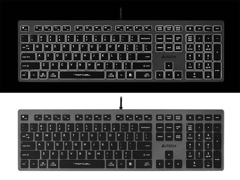 A4Tech FSTYLER FX60H (White Backlit) tastatur USB QWERTY Sort, Gr #5