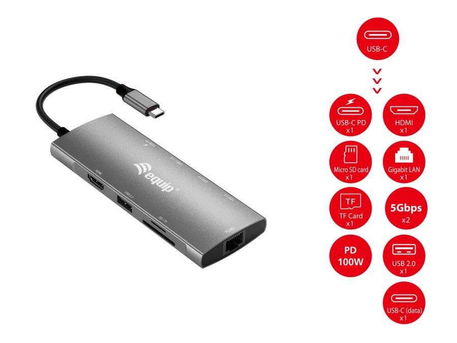 Equip 133490 dockingstation Ledningsf�rt USB 3.2 Gen 1 (3.1 Gen 1) Type-C Gr� #3