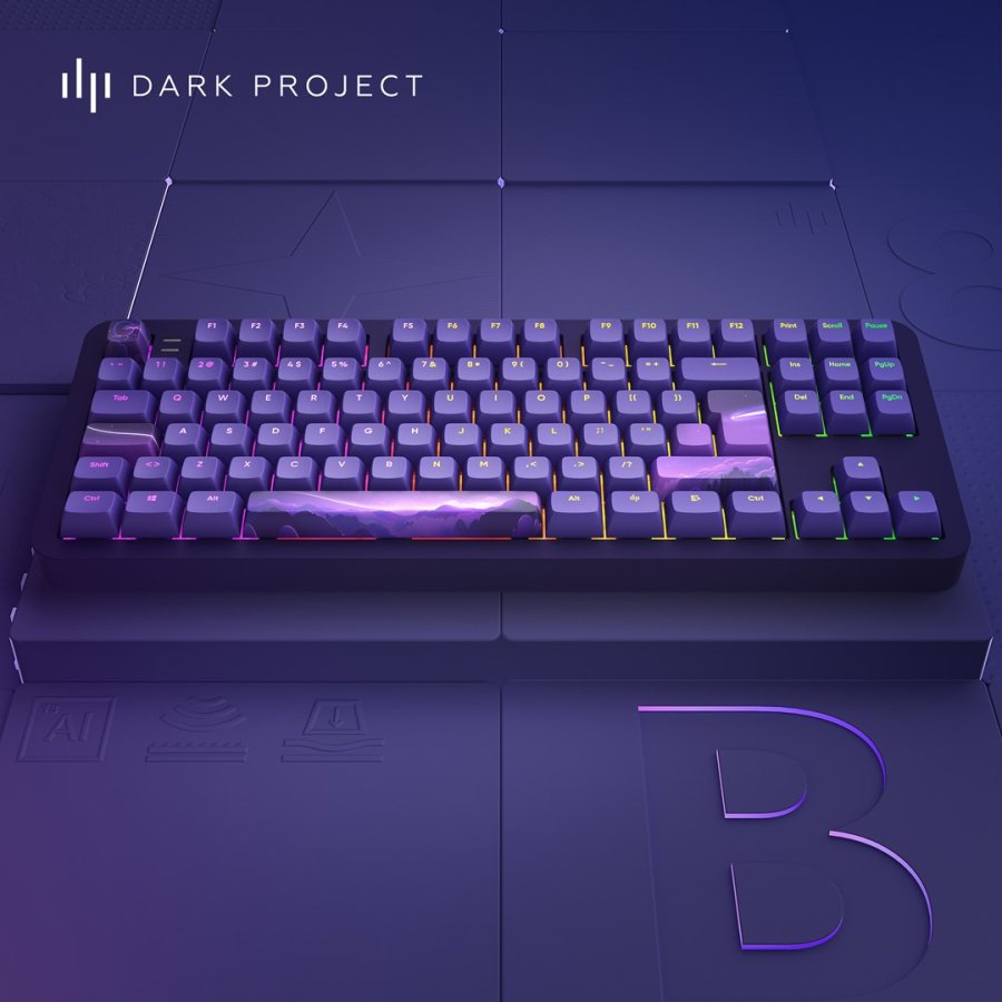 Dark Project ALU87B Celestial, G3MS Voidstone Switch, UK/DE/AT/ES/IT/FI/NO/SE/DK tastatur Spil USB QWERTZ Dansk, Engelsk, Tysk, Italiensk, Nordisk, Norsk, Spansk, Svensk, UK engelsk Lilla #11