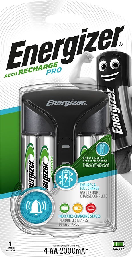 Energizer Pro ACU HR6 POW batterioplader + 2 AA 2000 mAh batterier #1