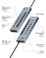 ICY BOX IB-HUB1742CR-C2PD USB 3.2 Gen 2 (3.1 Gen 2) Type-A + Type-C 10000 Mbit/s Sort #3