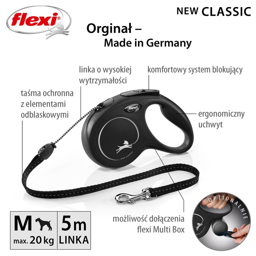 Flexi New CLASSIC 5 m Sort Hund Fleksibel hundesnor #3