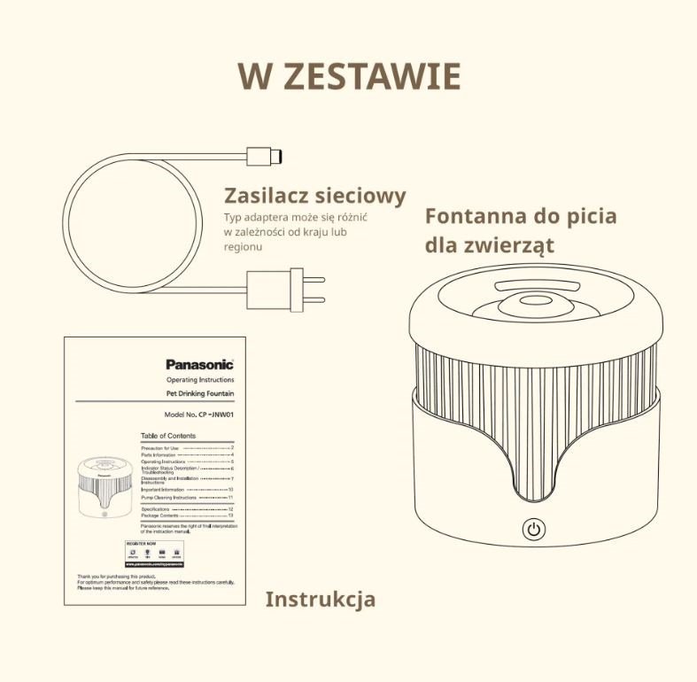Panasonic CP-JNW01CW vandskl og foderautomat til hund og kat Plast Hvid Automatisk vandautomat til kledyr #11
