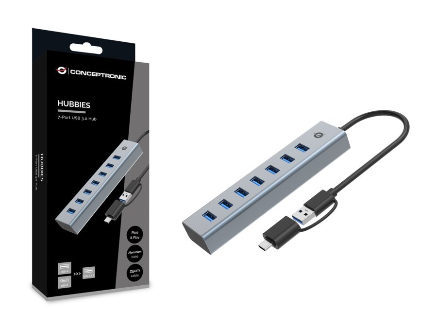 Conceptronic HUBBIES21G interface hub USB 3.2 Gen 1 (3.1 Gen 1) Type-A 5000 Mbit/s Gr� #4