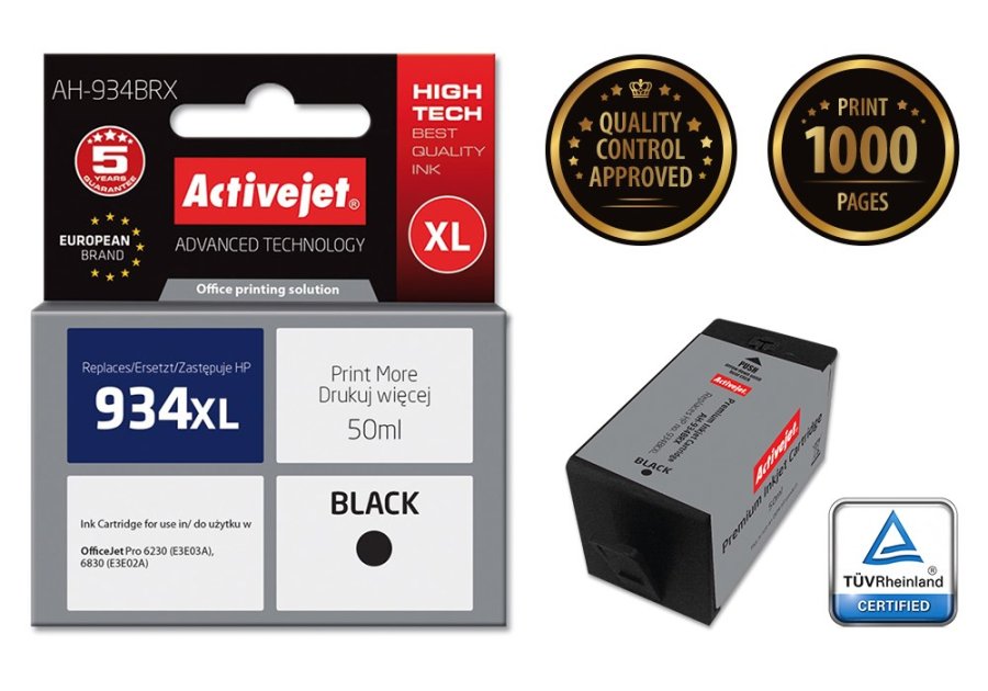 Activejet AH-934BRX Blk (erstatning HP 934XL C2P23AE; Premium; 50 ml; sort) #2