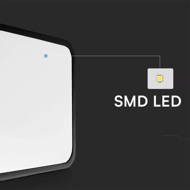 Plafond V-TAC VT-8630S overflademonteret 36W LED IP44 42x42cm bevgelsesdetektor 4000K 3820lm (SKU 76741) Sort #6