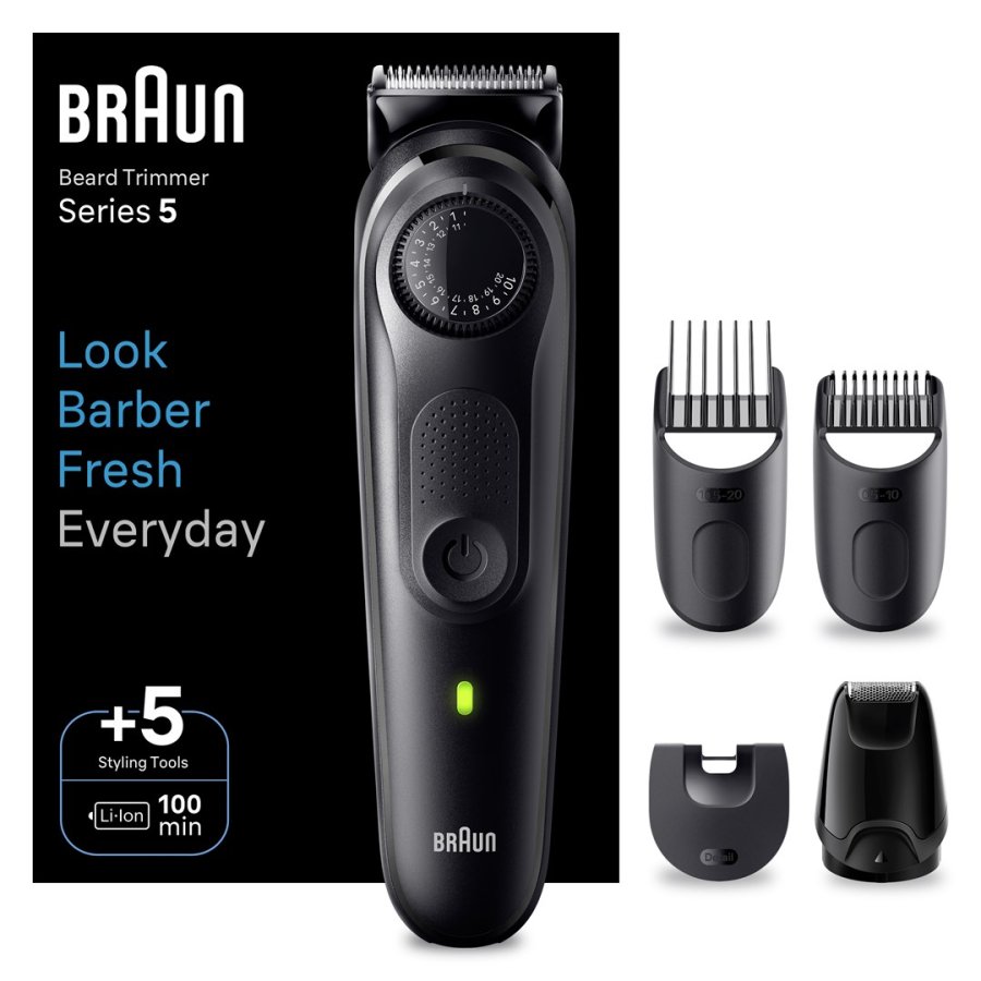 Braun BeardTrimmer 5 80708197 sk�g trimmer Batteri 40 2 cm Sort #5