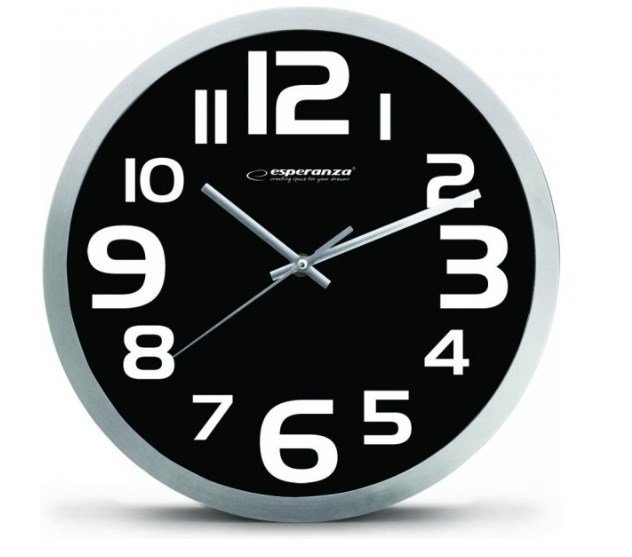 Esperanza EHC013K Wall Clock - Zurich - Black Kvartsur Oval Sort, Hvid #5