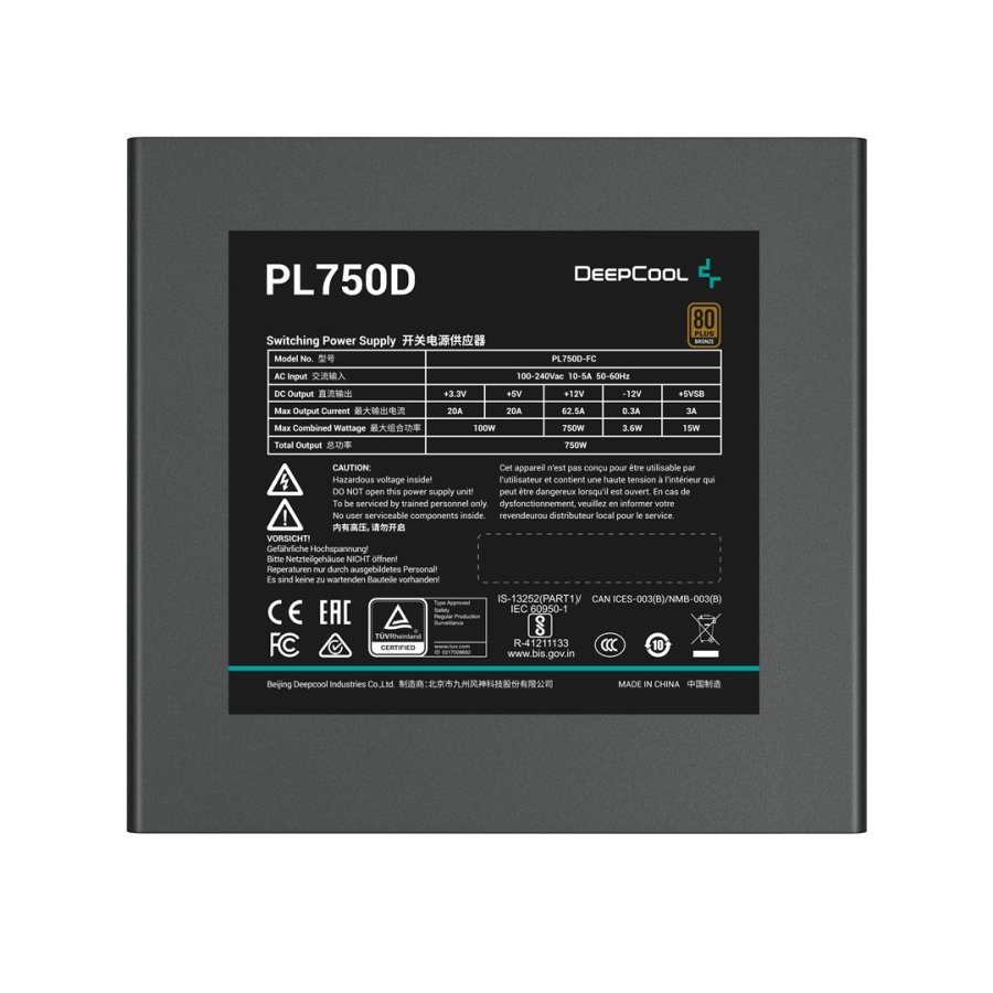 DeepCool PL750D enhed til str�mforsyning 750 W 20+4 pin ATX ATX Sort #3