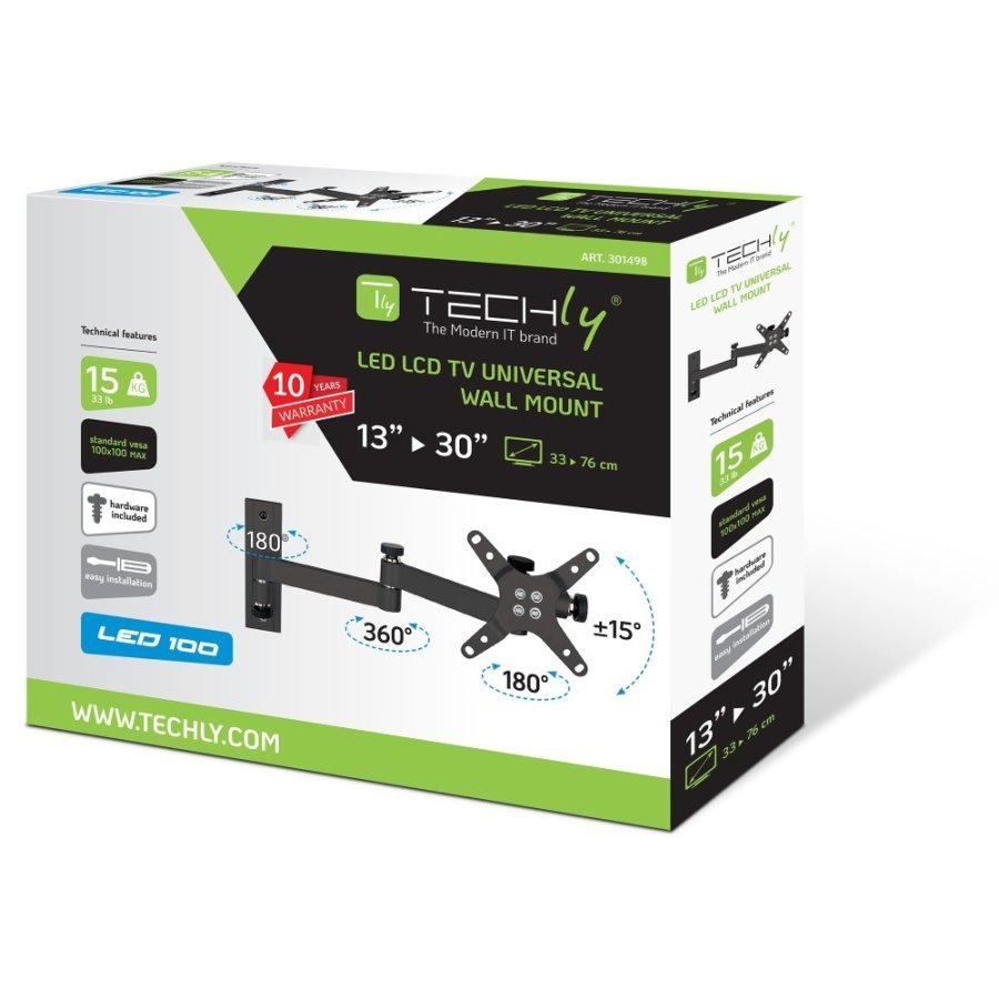 Techly ICA-LCD 104BK tv-beslag 76,2 cm (30