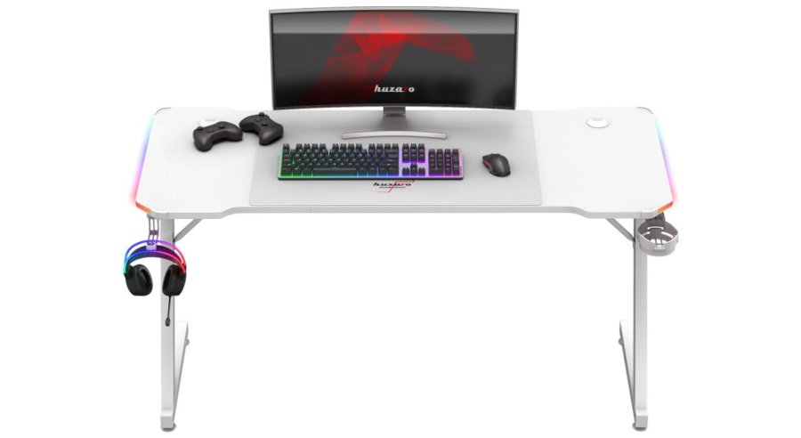 Huzaro Hero 3.3 White  RGB - gaming-skrivebord #5