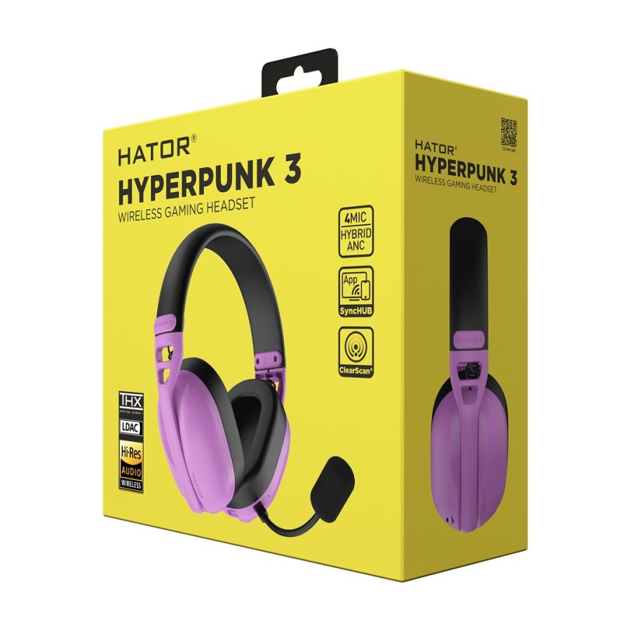 HATOR Hyperpunk 3 Wireless Headset Kabel & tr�dl�s Spil USB Type-C / USB Type-A Bluetooth Violet #10