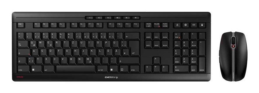 CHERRY Stream Desktop tastatur Mus inkluderet Kontor RF trdlst QWERTZ Tysk Sort #1