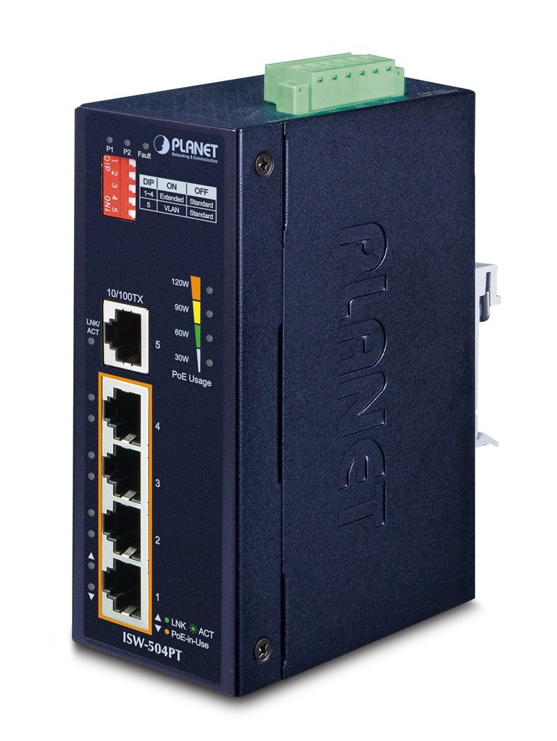 PLANET ISW-504PT netv�rksswitch Ikke administreret L2 Fast Ethernet (10/100) Str�m over Ethernet (PoE) Sort #1