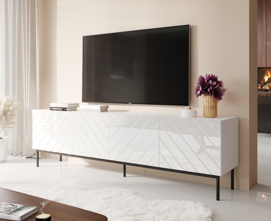 ABETO RTV-skab p sort stlramme 200x42x60 hvid/blank hvid #2