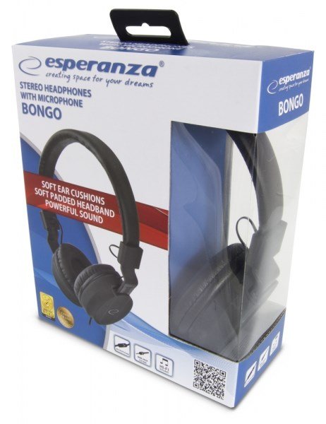 Esperanza BONGO Hovedtelefoner Ledningsfrt Headset Opkald/Musik/Sport/Hverdag Sort #4