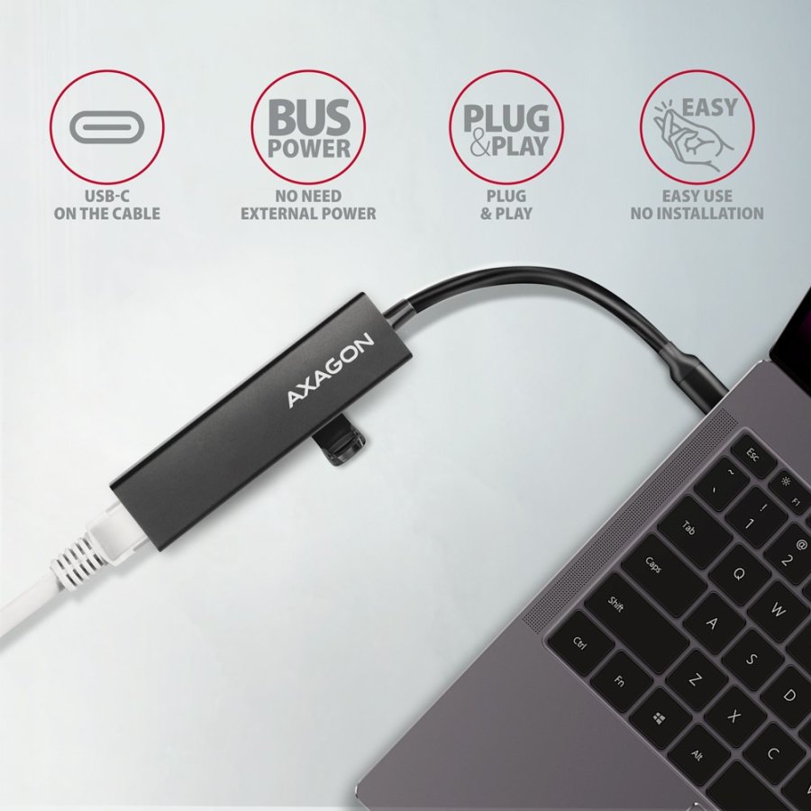 Axagon HMC-GL3A USB-C-Hub 3x USB-A Gbit-LAN schwarz USB 3.2 Gen 1 (3.1 Gen 1) Type-C 5000 Mbit/s Sort #7