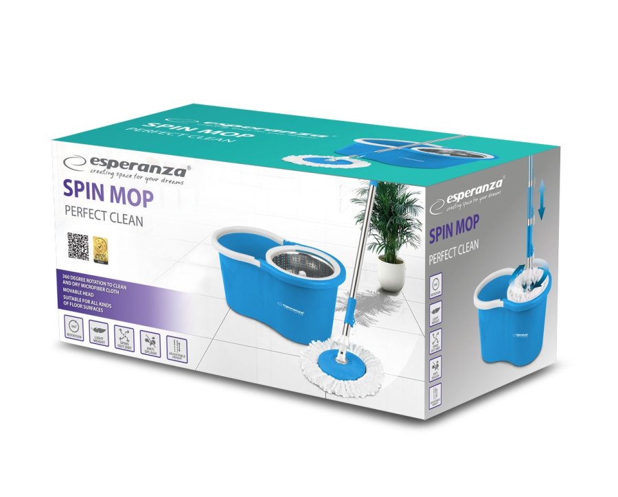 Mop with Bucket Esperanza EHS006 Bl Hvid Mikrofiber #5