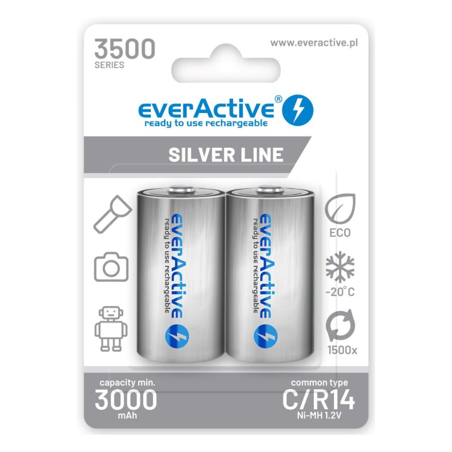 Akumulatorki everActive R14/C Ni-MH 3500 mAh klar til brug #1