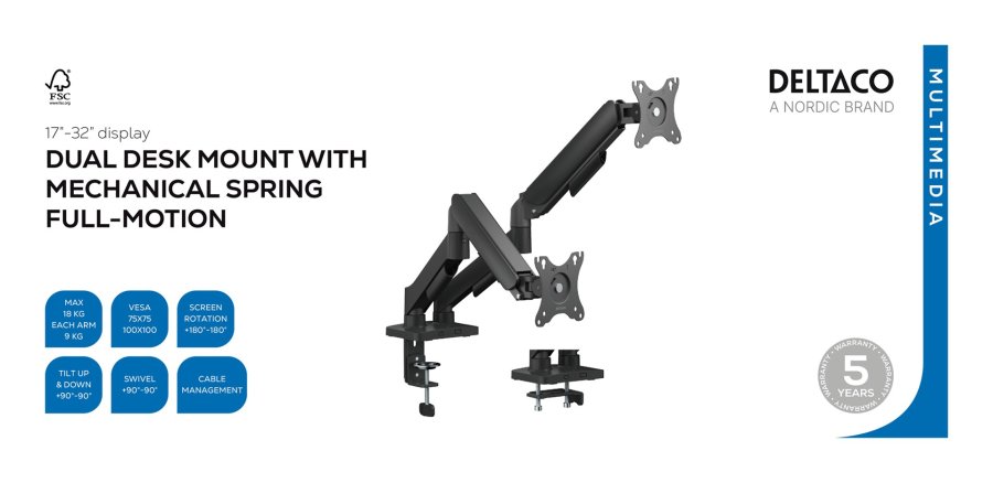 Deltaco ARM-1300-B tv-beslag 81,3 cm (32