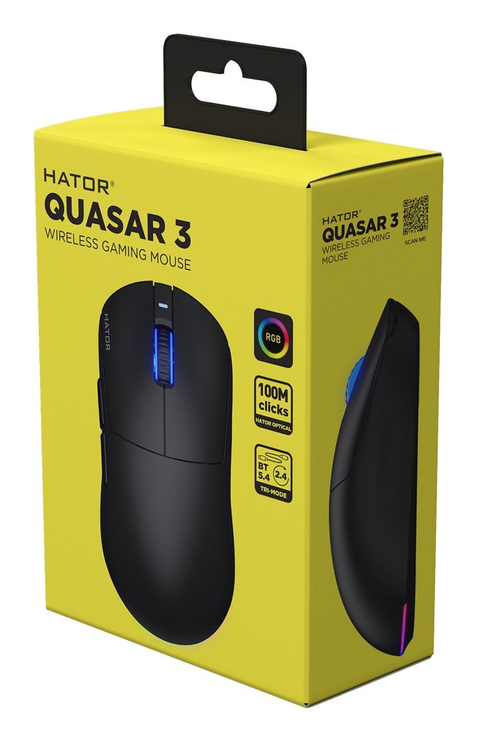 HATOR Quasar 3 Wireless mus Spil Ambidextrous RF Wireless + Bluetooth + USB Type-A Optisk 12000 dpi #8