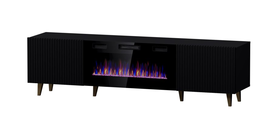 RTV-skab PAFOS EF med elektrisk pejs 180x42x49 sort mat #1