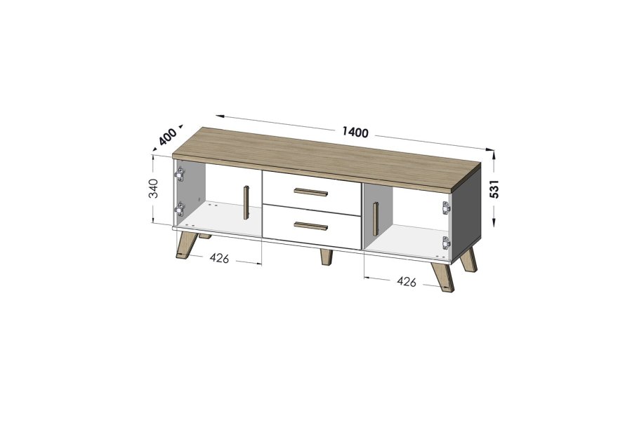 Cama LOTTA TV14 2D2S TV stativ & underholdningscenter 2 skuffe(r) #2