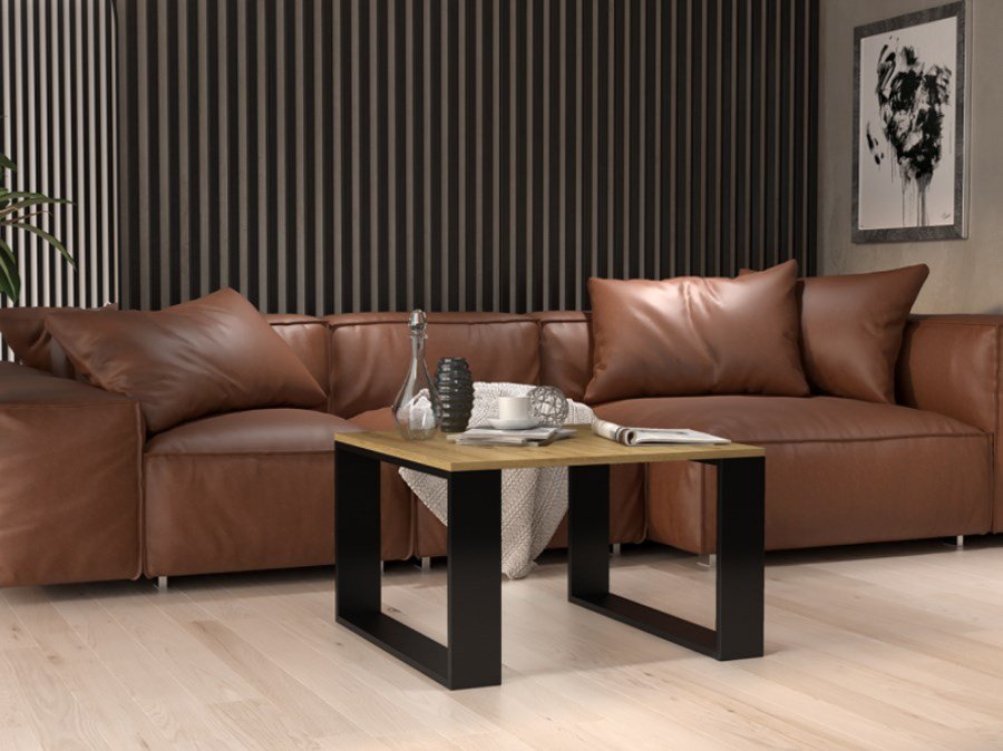 MODERN MINI bord 67x67x40 cm Hndvrker egetr/Sort #4
