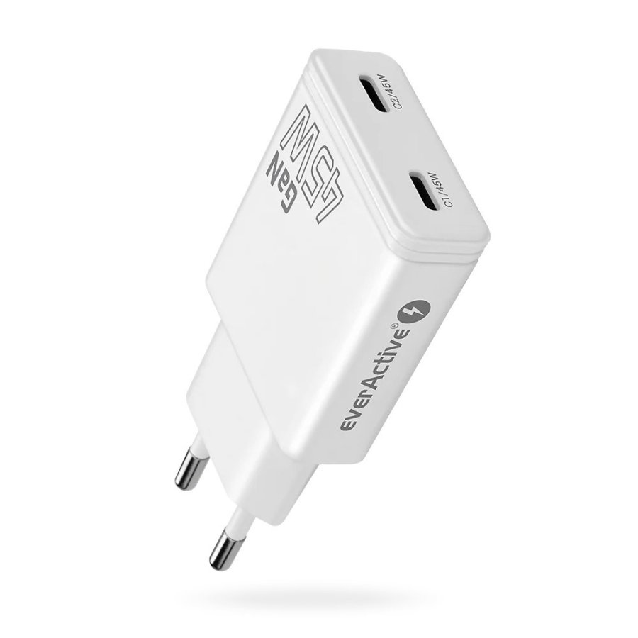 Charger GaN 2x USB-C Quick Charge 3.0 45W PD white #1