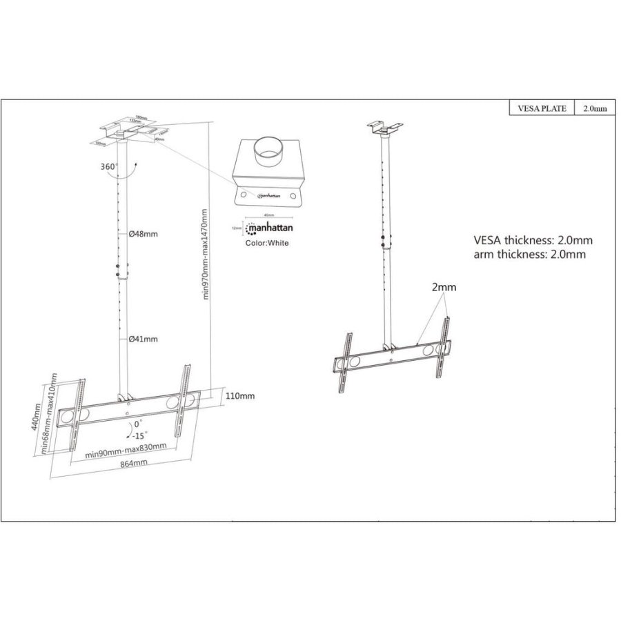 Manhattan 423625 tv-beslag 177,8 cm (70