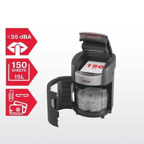 Rexel ShredMax AutoFeed+ 150X papirmakulator, P4, 150 ark, 15 l affaldsbeholder #4