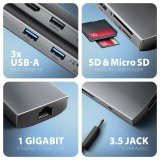 Axagon HMC-8HLSA dockingstation Ledningsfrt USB 3.2 Gen 1 (3.1 Gen 1) Type-C Gr #4