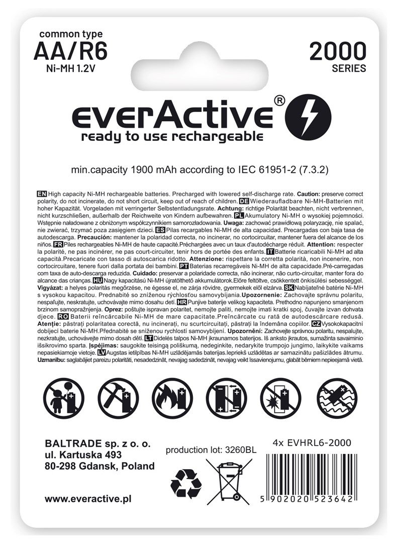 Genopladelige batterier everActive Ni-MH R6 AA 2000 mAh Silver Line #2