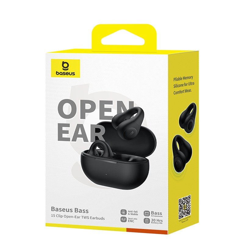 Baseus Bass 15 Clip Open Ear Headset True Wireless Stereo (TWS) I rerne Opkald/musik Bluetooth Sort #6