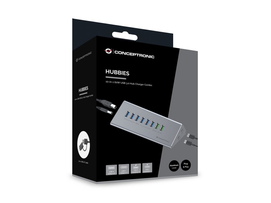 Conceptronic HUBBIES18G interface hub USB 3.2 Gen 1 (3.1 Gen 1) Type-B 5000 Mbit/s Gr� #5